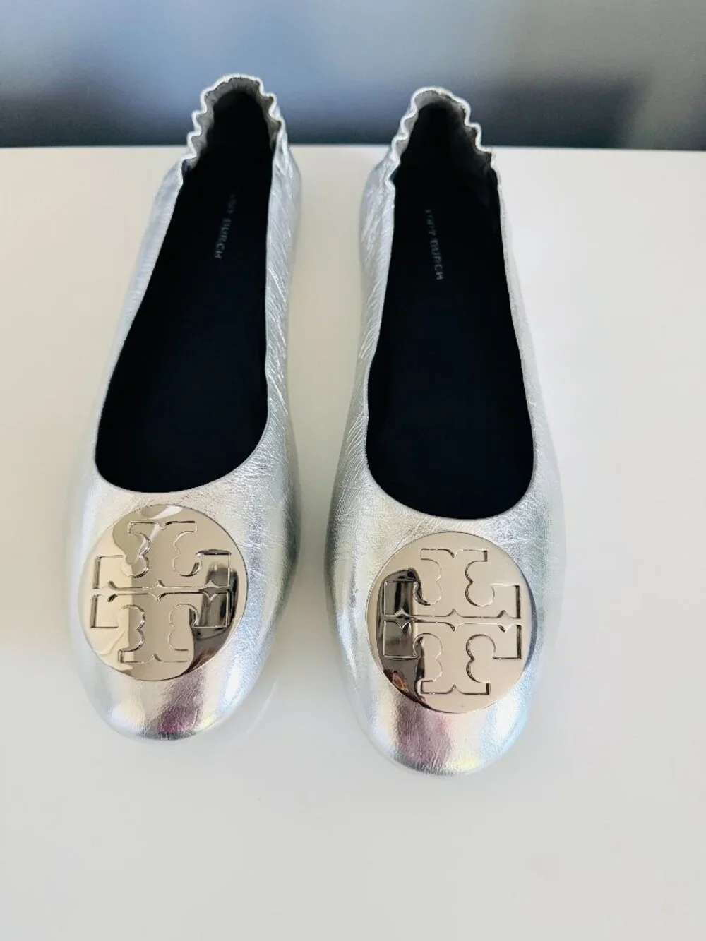 Tory Burch Silver Flats – Brand New, Never Worn, US Size 10.5